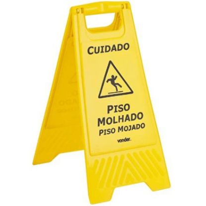 Imagem de PLACA DE SINALIZACAO PLASTICA "PISO MOLHADO" 34 X 47