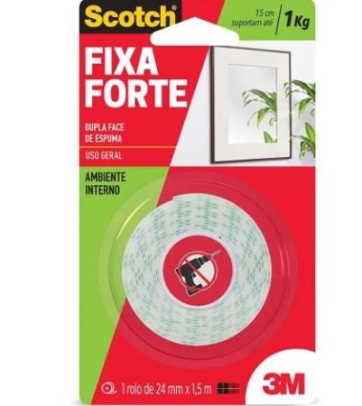 Imagem de FITA ADESIVA DUPLA FACE ESPUMA FIXA FORTE 24MMX1,5M SCOTCH 3M BT 1 UN