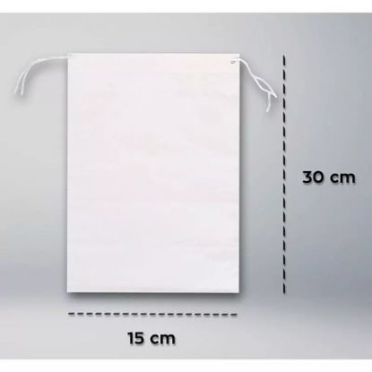 Imagem de SACO PLASTICO PARA ENJOO 30 X 15 CM BRANCO COM CORDAO