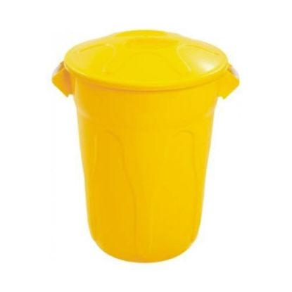 Imagem de LIXEIRA PLASTICA 60L REDONDA C/ TAMPA AMARELO