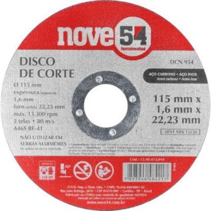 Imagem de DISCO DE CORTE 4 1/2" 115 X 1,6 X 22MM P/ CORTE DE METAIS E ACO INOX