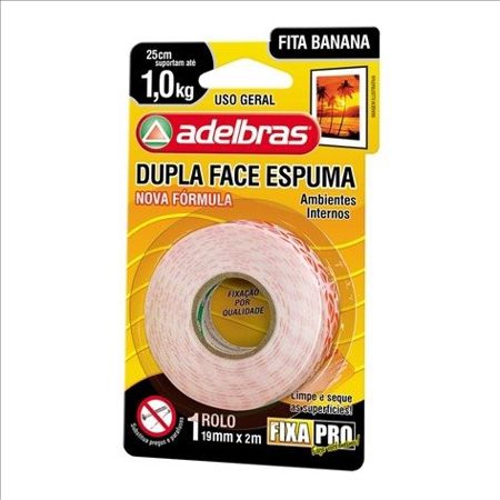 Imagem de FITA DUPLA FACE ESPUMA AMBIENTE INTERNO 19MM X 10M