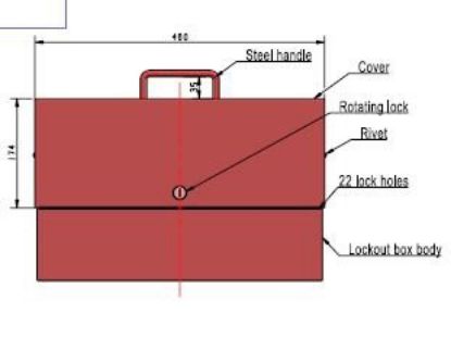 Imagem de CAIXA DE BLOQUEIO PARA 22 CADEADOS  46 CM X 43 CM X 29 CM COM ALCA EM ALUMINIO