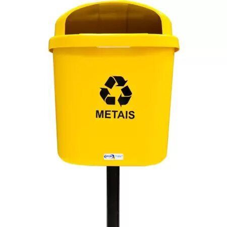 Imagem de LIXEIRA PLASTICA INDIVIDUAL  50L P/ COLETA SELETIVA S/ POSTE E HASTE METALICA VERDE