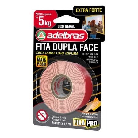 Imagem de FITA DUPLA FACE EXTRA FORTE 24MM X 1,5M 5KG