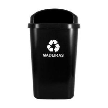 Imagem de LIXEIRA PLASTICA INDIVIDUAL  50L P/ COLETA SELETIVA S/ POSTE E HASTE PLASTICA PRETO