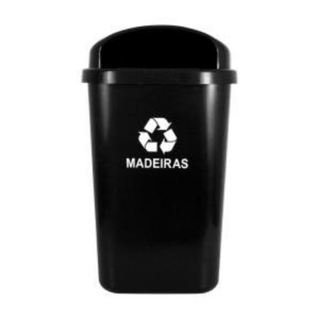 Imagem de LIXEIRA PLASTICA INDIVIDUAL  50L P/ COLETA SELETIVA S/ POSTE E HASTE PLASTICA PRETO