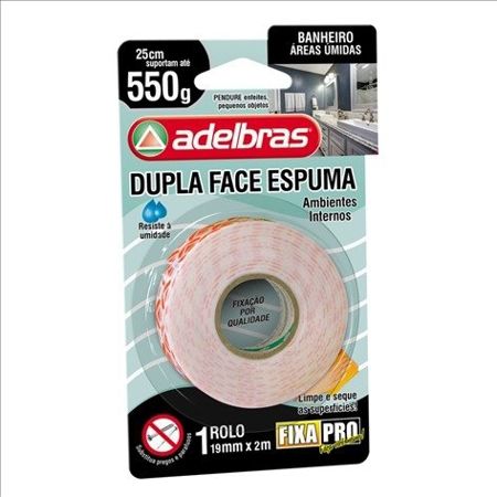 Imagem de FITA DUPLA FACE ESPUMA FIXA PRO BANHEIRO 19MM X 2M