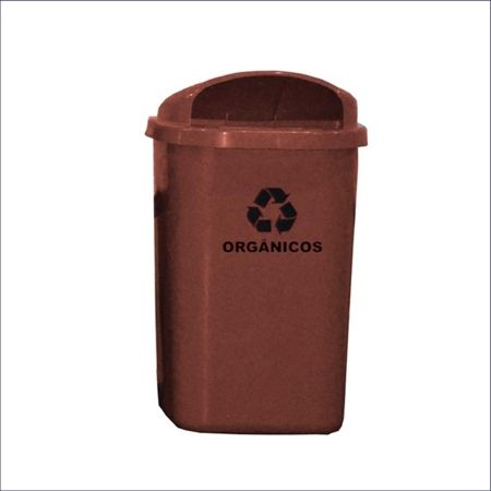 Imagem de LIXEIRA PLASTICA INDIVIDUAL  50L P/ COLETA SELETIVA S/ POSTE E HASTE PLASTICA MARROM