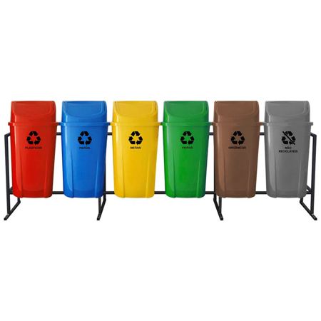 Imagem de LIXEIRA PLASTICA INDIVIDUAL  40L P/ COLETA SELETIVA C/ POSTE E HASTE PLASTICA VERMELHO