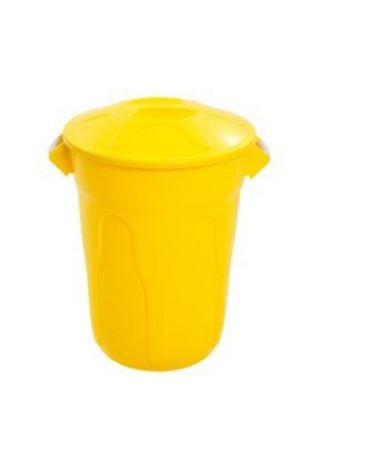 Imagem de LIXEIRA PLASTICA TIPO BALDE 100L C/ TAMPA AMARELO