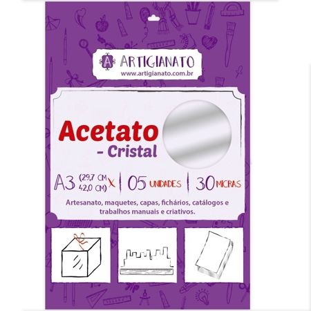 Imagem de ACETATO CRISTAL A3 0,30 MICRAS ARTIGIANATO PT 5 UN