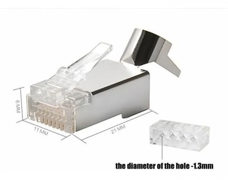 Imagem de CONECTOR CAT7 FTP RJ45 MACHO 8 VIAS BLINDADO