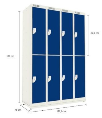 Imagem de ARMARIO GUARDA VOLUME MULTIUSO QUADRUPLO 8 PORTAS EM ACO GALVANIZADO 1211 X 450 X 1820MM BEGE/ZUL