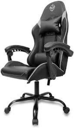 Imagem de CADEIRA DE ESCRITORIO GAMER ERGONOMICA COR PRETTA E CINZA COURO SINTETICO
