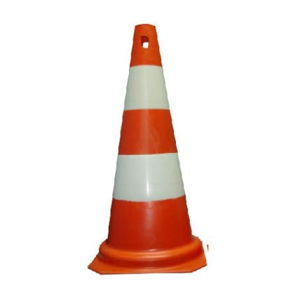 Imagem de CONE DE PVC P/ SINALIZACAO 50CM LARANJA/ BRANCO REFLETIVO