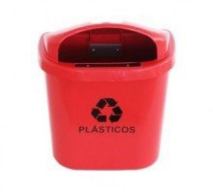 Imagem de LIXEIRA PLASTICA INDIVIDUAL  40L P/ COLETA SELETIVA S/ POSTE E HASTE PLASTICA VERMELHO