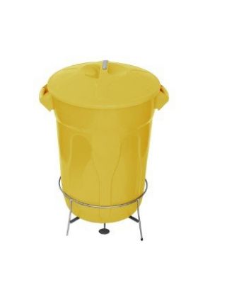 Imagem de LIXEIRA PLASTICA 100L C/ ARMACAO E PEDAL EM ACO CARBONO GALVANIZADO AMARELO