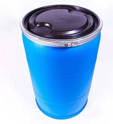 Imagem de BOMBONA PLASTICA 200L AZUL REDONDA C/ TAMPA REMOVIVEL PRETA