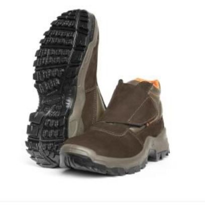 Imagem de BOTA DE COURO NOBUCK C/ VELCRO N° 45 MARROM/LARANJA