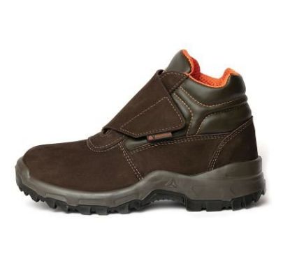 Imagem de BOTA DE COURO NOBUCK C/ VELCRO N° 45 MARROM/LARANJA
