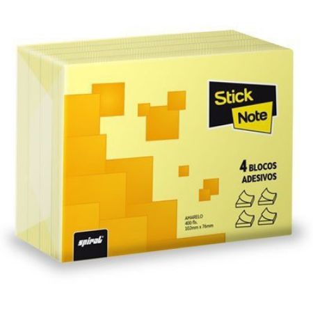 Imagem de BLOCO DE NOTAS ADESIVAS 102 X 76MM AMARELO 4 BL C/ 100FLS