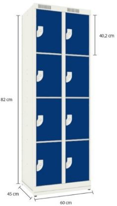 Imagem de ARMARIO GUARDA VOLUME MULTIUSO DUPLO EM ACO 8 PORTAS BEGE/AZUL