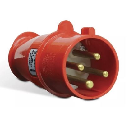 Imagem de PLUGUE DE ENERGIA INDUSTRIAL MACHO TRIPOLAR + TERRA 63A 380/440V VERMELHO