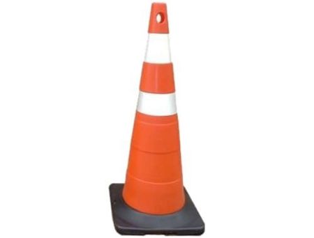 Imagem de CONE DE POLIETILENO P/ SINALIZACAO 95CM LARANJA/BRANCO C/ FITAS REFLETIVAS