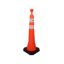 Imagem de CONE BALIZADOR VERMELHO BASE EM TERMOPLASTICO PRETO E CORPO C/ 2 FAIXAS REFLEXIVAS C/ LOGO