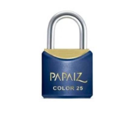 Imagem de CADEADO DE LATAO 25MM C/ CAPA TERMOPLASTICA AZUL 2 CHAVES (EMB.SACO PLASTICO)