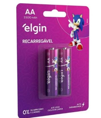 Imagem de PILHA RECARREGAVEL PEQUENA  AA 2500 MAH C/ 02 UND