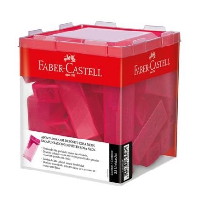 Imagem de APONTADOR COM DEPÓSITO ROSA, FABER-CASTELL - CX 25 UN