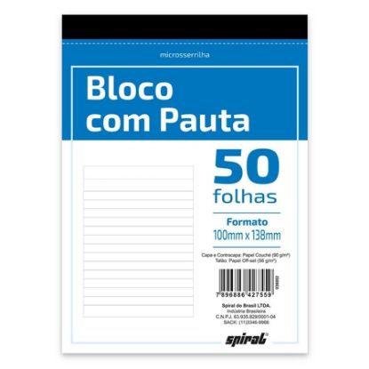 Imagem de BLOCO ANOTAÇÃO C/PAUTA 100X138 SERRILHADO 50FLS 27559 SPIRAL UN 1 UN