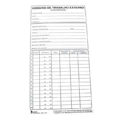 Imagem de CARTÃO DE PONTO HORÁRIO DE TRABALHO EXTERNO 1131 TAMOIO PT 100 FL