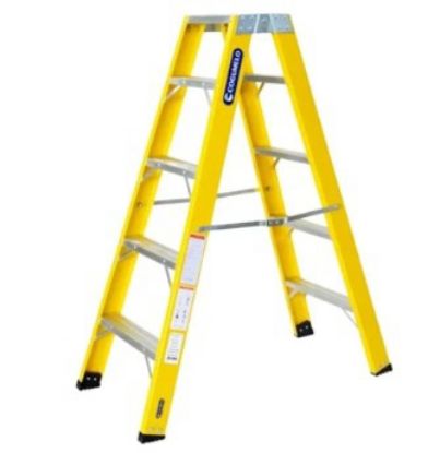 Imagem de ESCADA FIBRA DE VIDRO MODELO TESOURA AMARELA DUPLO ACESSO 1,35M