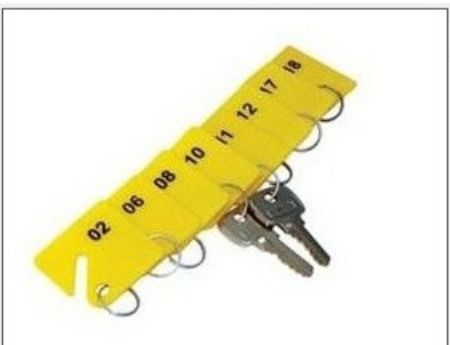 Imagem de CONJUNTO DE CHAVEIROS PLAQUETA EM POLIESTIRENO NUMERADO DE 01 A 350 4 X 4CM AMARELO