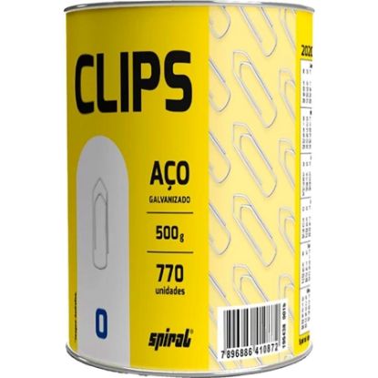 Imagem de CLIPS NÚMERO 0 GALVANIZADO, LATA COM 500G, SPIRAL - PT 1 UN