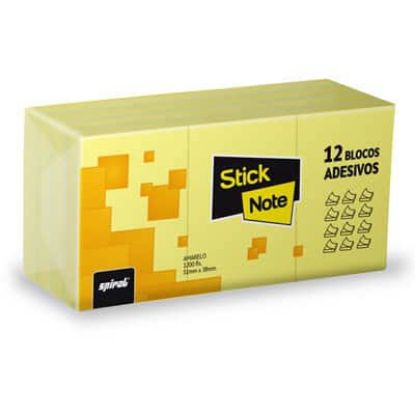 Imagem de BLOCO ADESIVO 38MM X 51MM AMARELO - 12 UNIDADES DE 100 FOLHAS CADA (TOTAL 1.200 FOLHAS) - STICK NOTE PT 12 UN