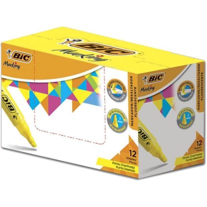 Imagem de MARCA TEXTO AMARELO FLUORESCENTE PONTA CHANFRADA 904396 BIC CX 12 UN