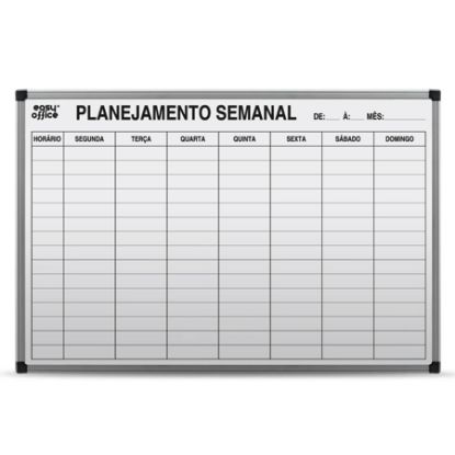 Imagem de QUADRO BRANCO 90X60 PLANEJAMENTO SEMANAL ALUMÍNIO AL-9060PS EASY OFFICE PT 1 UN
