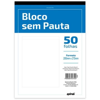 Imagem de BLOCO ANOTAÇÃO S/PAUTA 200X273MM SERRILHADO 50FLS 27542 SPIRAL UN 1 UN