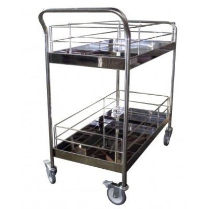Imagem de CARRINHO EM ACO INOX DE GRADIL ALTO E DIVISORIA MOVEL 80CM X 40CM X 90CM