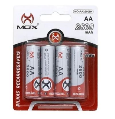 Imagem de PILHA RECARREGAVEL AA 2600 MAH CARTELA C/4 - MOX