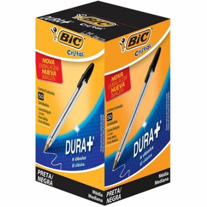 Imagem de CANETA ESFEROGRAFICA BIC ESCRITA MEDIA CRISTAL DURA MAIS, PRETA, CX 50 UN