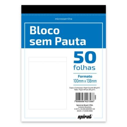 Imagem de BLOCO ANOTAÇÃO S/PAUTA 100X138 SERRILHADO 50FLS 27566 SPIRAL UN 1 UN