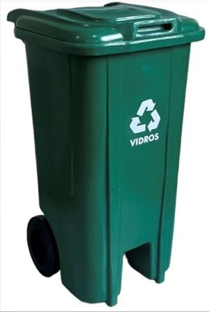 Imagem de LIXEIRA COM RODAS 120L VERDE S/ PEDAL