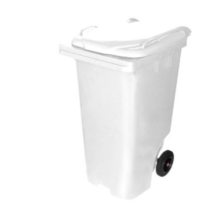 Imagem de CONTENTOR LIXEIRA PLASTICO 120L C/ RODAS DE 200MM E PEDAL LATERAL BRANCO