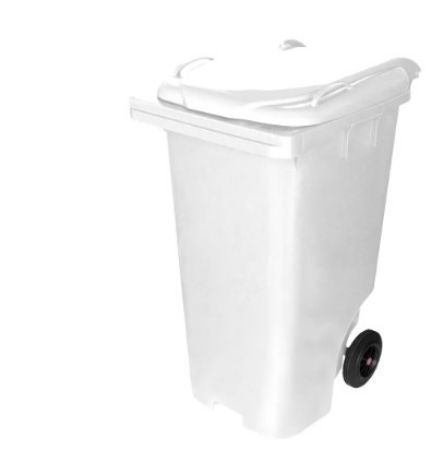 Imagem de CONTENTOR LIXEIRA PLASTICO 120L C/ RODAS DE 200MM E PEDAL LATERAL BRANCO