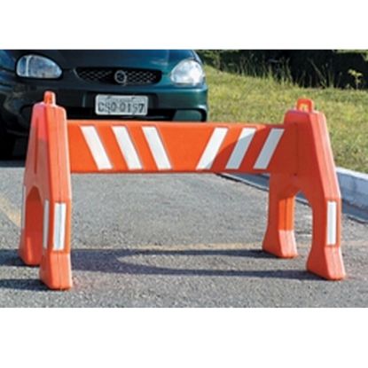 Imagem de CAVALETE DE SINALIZACAO LARANJA E BRANCO C/ VIGA DE 1M